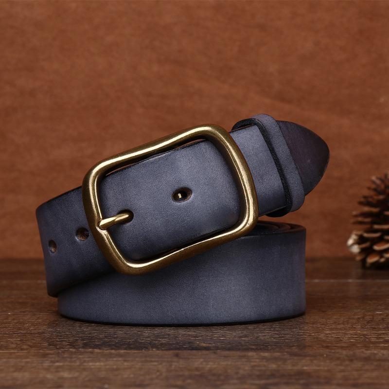 Handgefertigter Gürtel Herren Neuer Messing-Dornschließe Ledergürtel Herren Hosen Gürtel