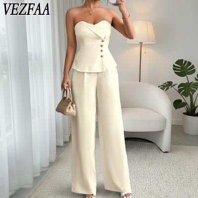 Women's Fashion Casual Solid Color Print Summer Spring Sleeveless Pants Suits