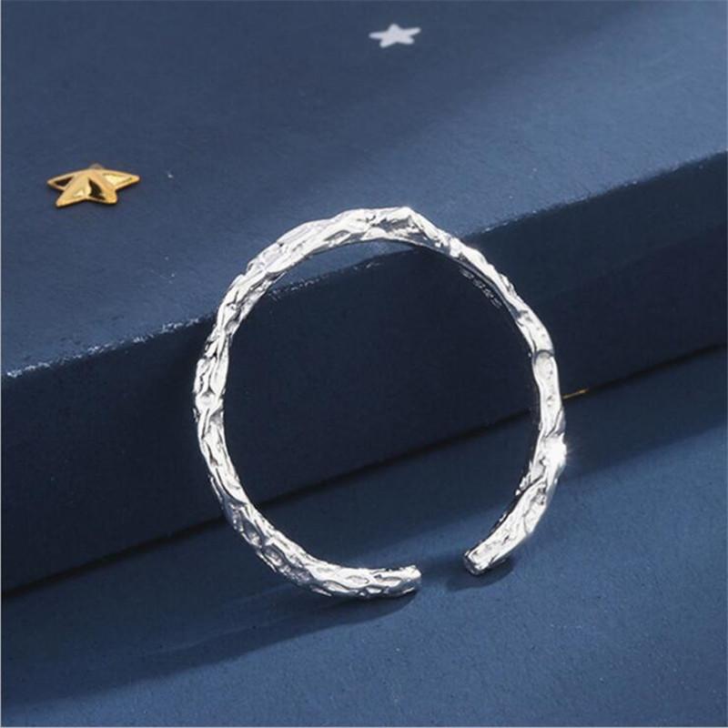 New Arrival Simple Personality Tin Foil Concave-convex 925 Sterling Silver Jewelry Single Row Fine Popular Opening Rings TYB448