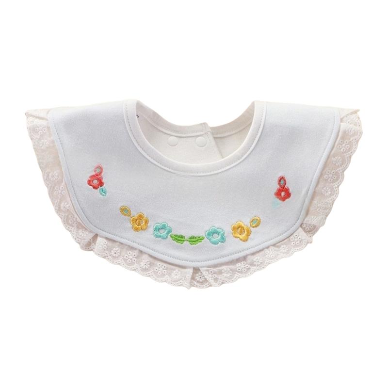 

Lovely Cartoon Stitched Embroidery Baby Bib Cotton Thick Layer Drooling Bib For Drool And Food Spills Protections