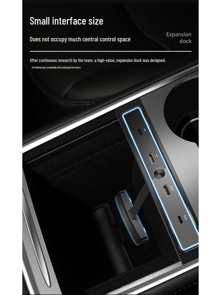 Tesla Model 3/Y USB Hub: Multi-Port Docking Station with PD Fast Charging for Center Console