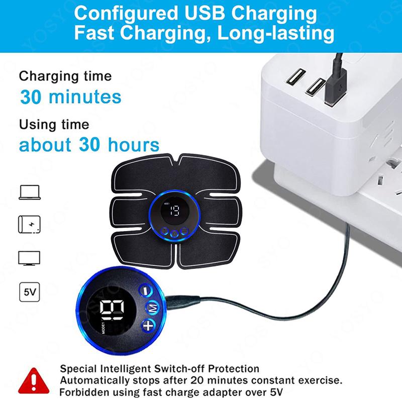 USB Rechargable Smart Wireless Muscle Massage Fitness Trainer Abdominal Training Electric Body Slimming Massager