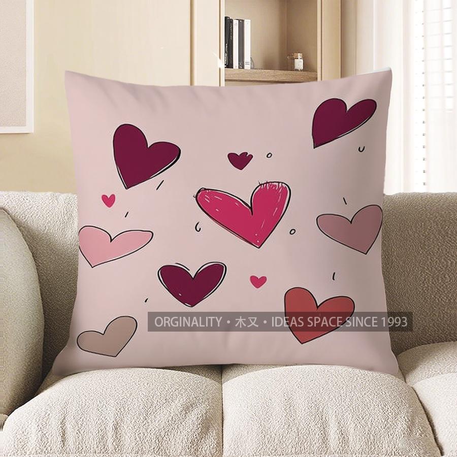Home Decor Colorful Heart Pattern Throw Pillow Cover Pattern Cushion Cover Suitable For Sofa Bedroom Car Pillow Cover