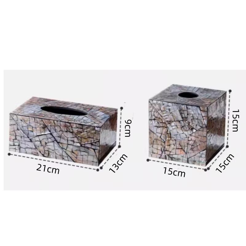 Natural Shell Tissue Paper Box Geometric Cut Surface with Irregular Shine Tissue Paper Drawer Toilet Paper Holder Napkin Holder