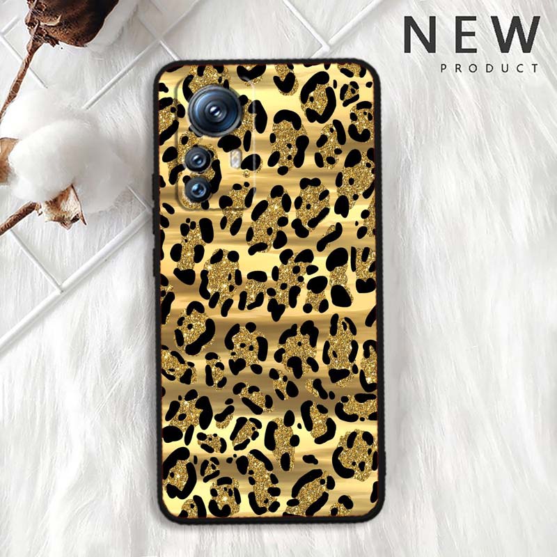 Luxurious leopard print pattern Phone Case For Xiaomi Mi 15 14 13 13T 12 12T 12S 11 11i 11T Pro Ultra Lite 5G Black Soft