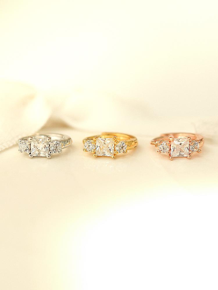 Minimalpiercing 925 Gold Point Cubic One-Touch Ring Piercing Earrings