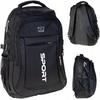 Women's Men's School Backpack 25L Black Solid Spacious Large Tourist