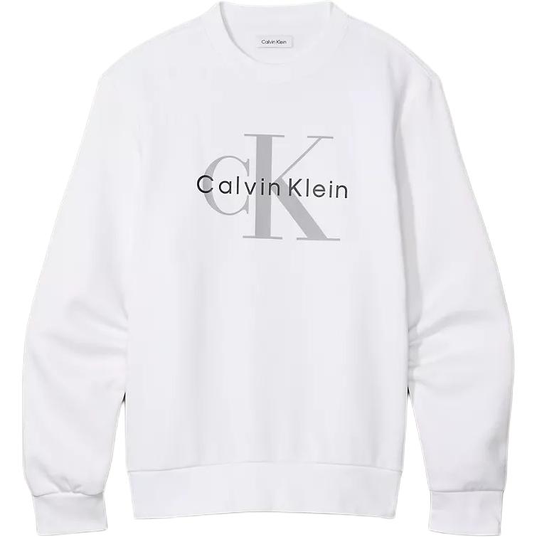 Calvin Klein Letter Logo Casual Crew Neck Long Sleeve Sweatshirt Men sweatshirt Bright-White 40BM801-110