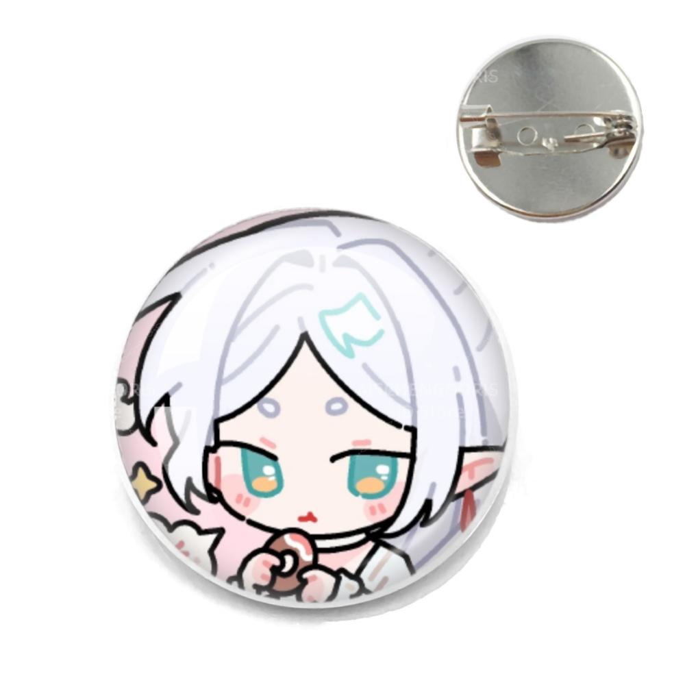 Anime Frieren Pins Cartoon Badge Round Creative Glass Metal Brooches For Backpack Jewelry Accessories Gifts