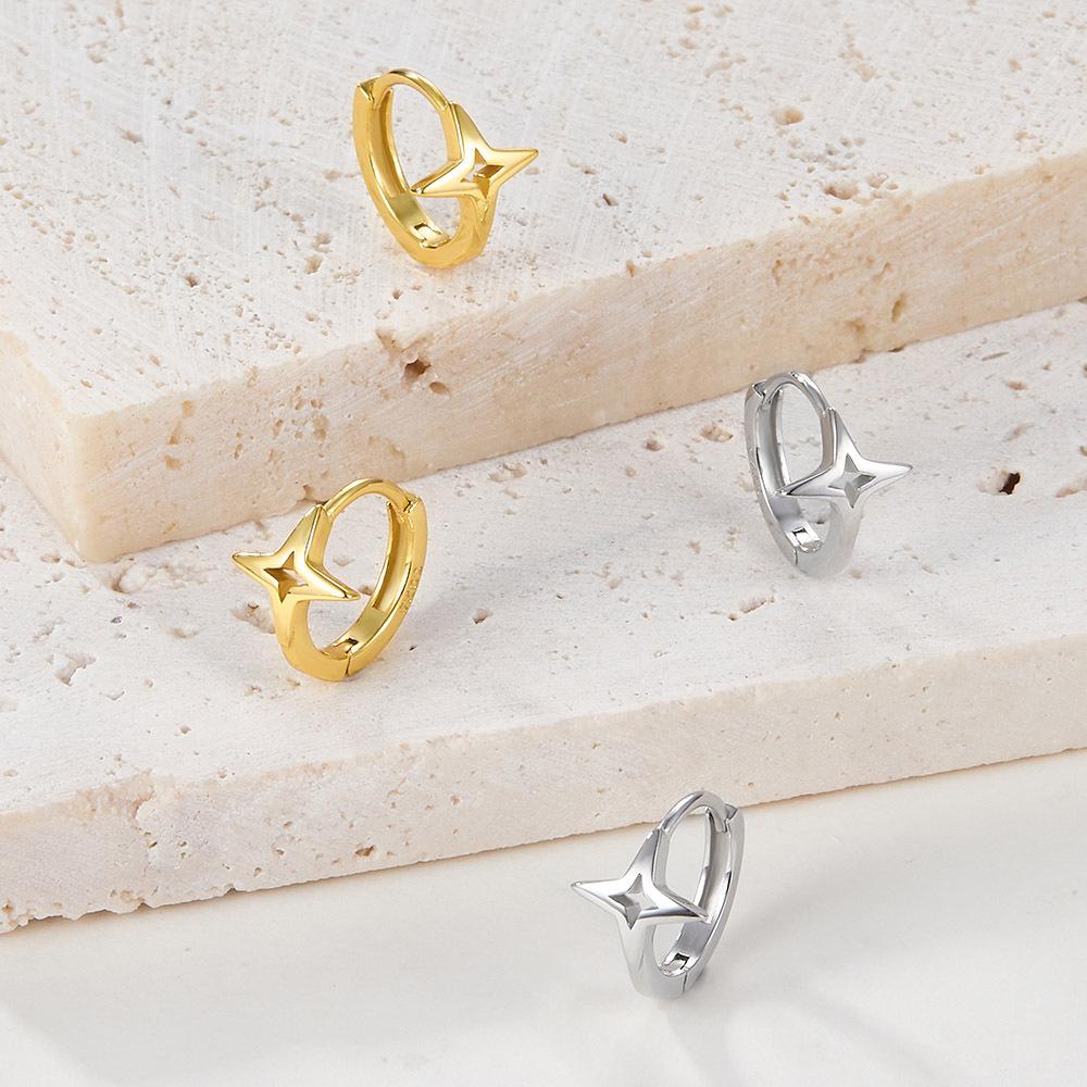 S925 Sterling Silver Versatile Round Star Stud Earrings for Women