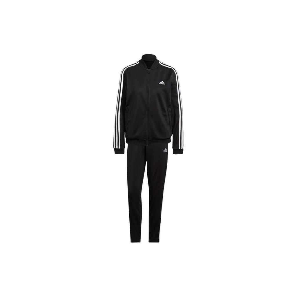 Adidas Solid Logo Stripe Print Two-Piece Set Women Sets Black GM5534