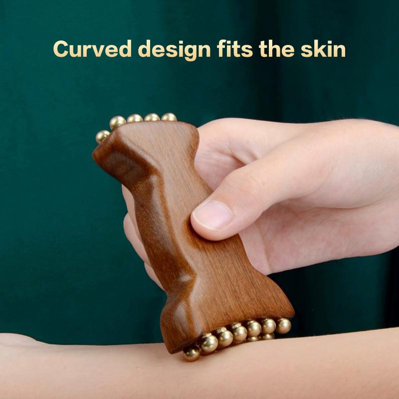 Facial Meridian Massager Gua Sha Roller Bead Fascia Lifting Tool Lymphatic Drainage Massage Trigger Point Massage Roller Wood