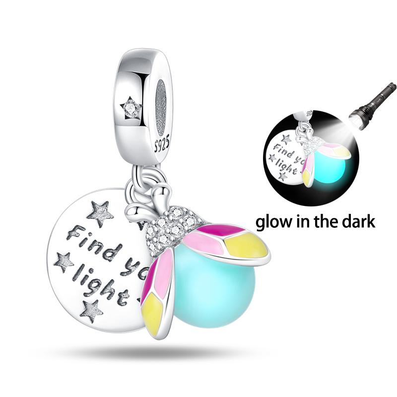 Copper Glow-In-The-Dark Firefly Butterfly Deer Charms Beads Pendants Fit Qikaola Original Bracelets Diy Birthday Jewelry