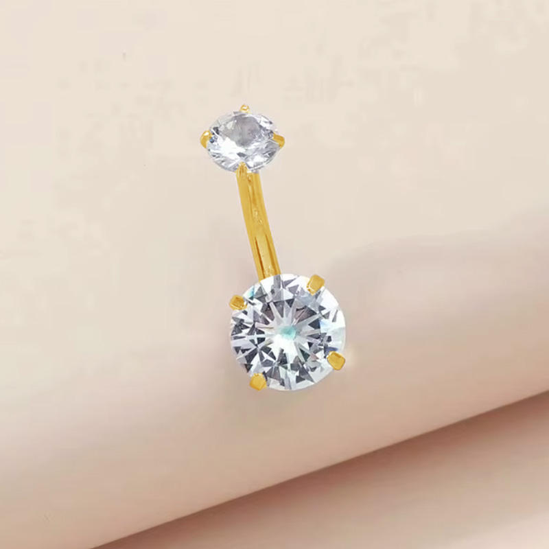 1-Piece Gold Round Belly Button Ring, Stainless Steel, Unisex, Personalized Piercing Jewelry