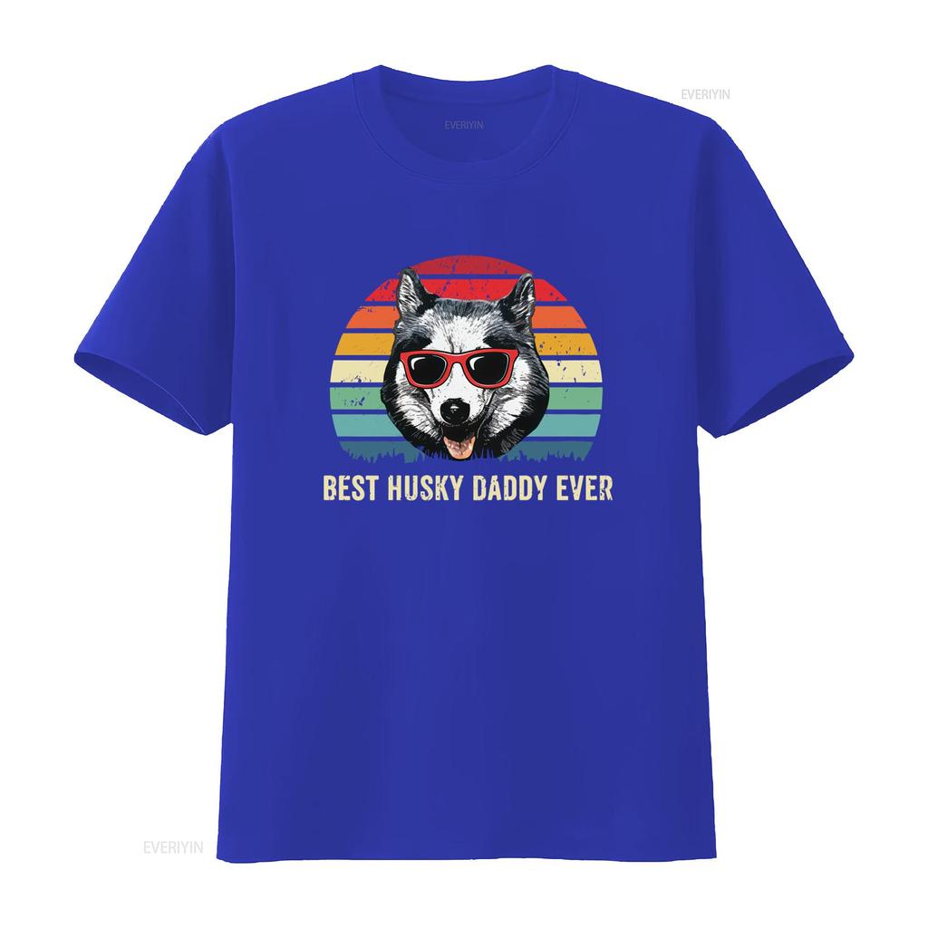 Best Husky Daddy Ever Retro Style T Shirt Siberian Print for Dog Lovers Perfect from Son Daughter vintage Washed Stretched