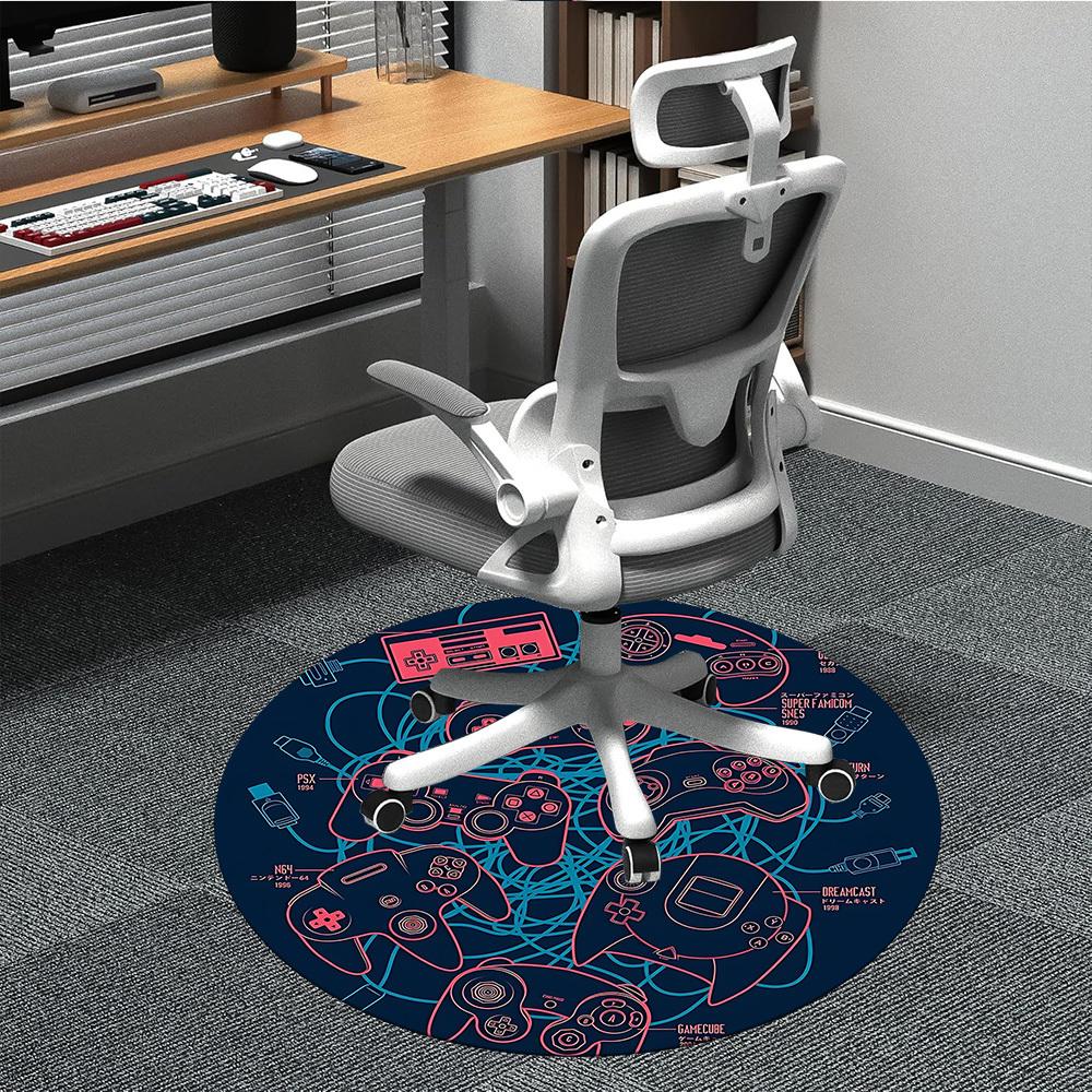 1pc Gaming Controllers Office Round Area Rug, Under Office Chairs Bedroom Living Room Home Decor, Room Deco
