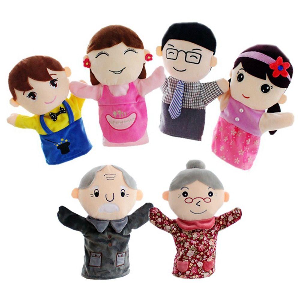 Soft Plush Storytelling Puppet 25CM Cartoon Familys Members Doll Familys Members Story Hand Puppet Toy