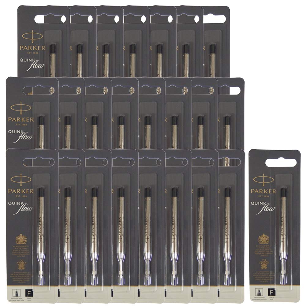 

Parker Quink Flow Ballpoint Pen Fine Pack of 24 Product Refills, Black, Point, 0.8mm, (Product Code 1950367, Code S0909400) чёрный