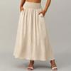 Women's Fashion Casual Color Pocket High Waist Loose Flared Midi Skirt