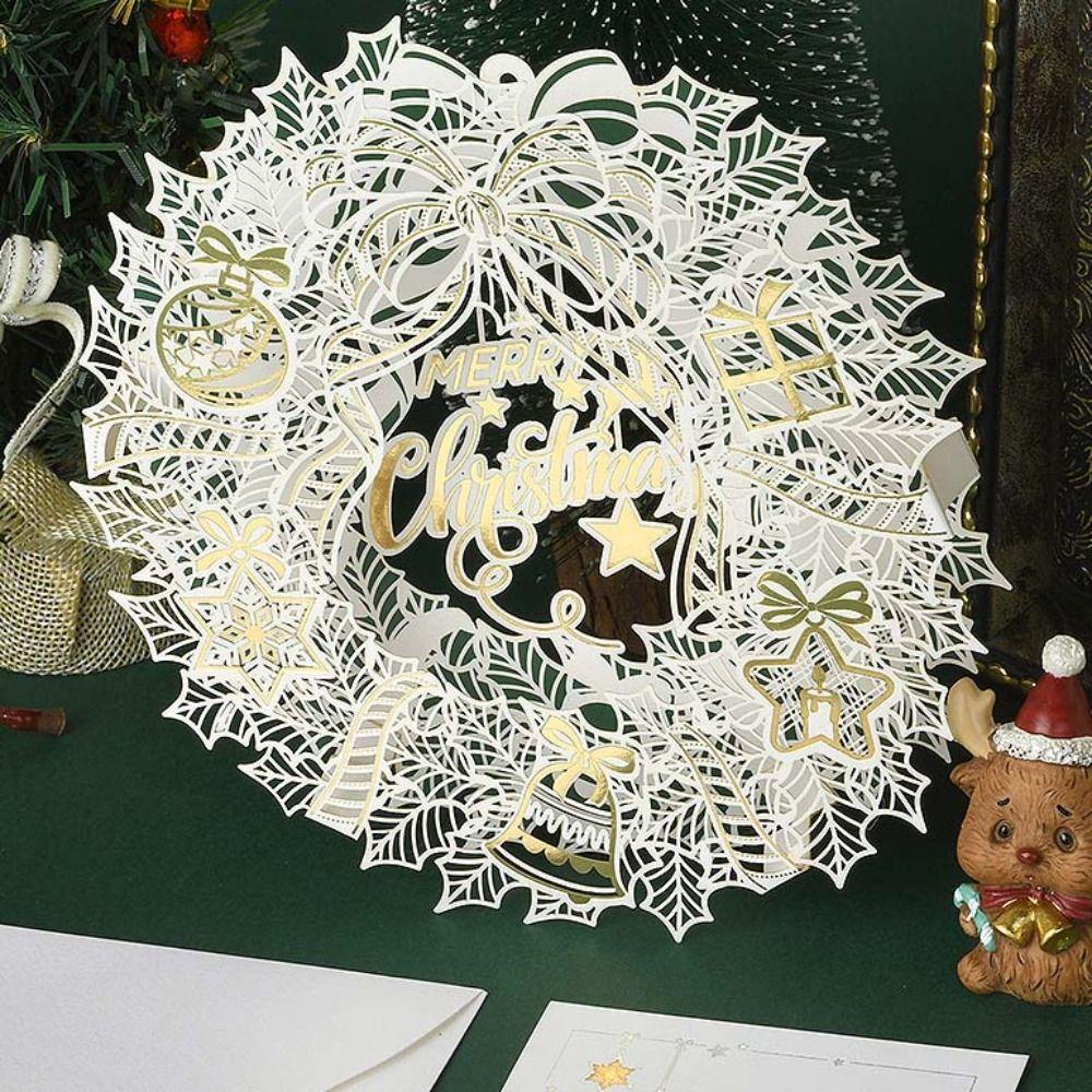 Laser Engraved Christmas 3D Greeting Card with Envelope and Postcard Thank You Letter  New Year