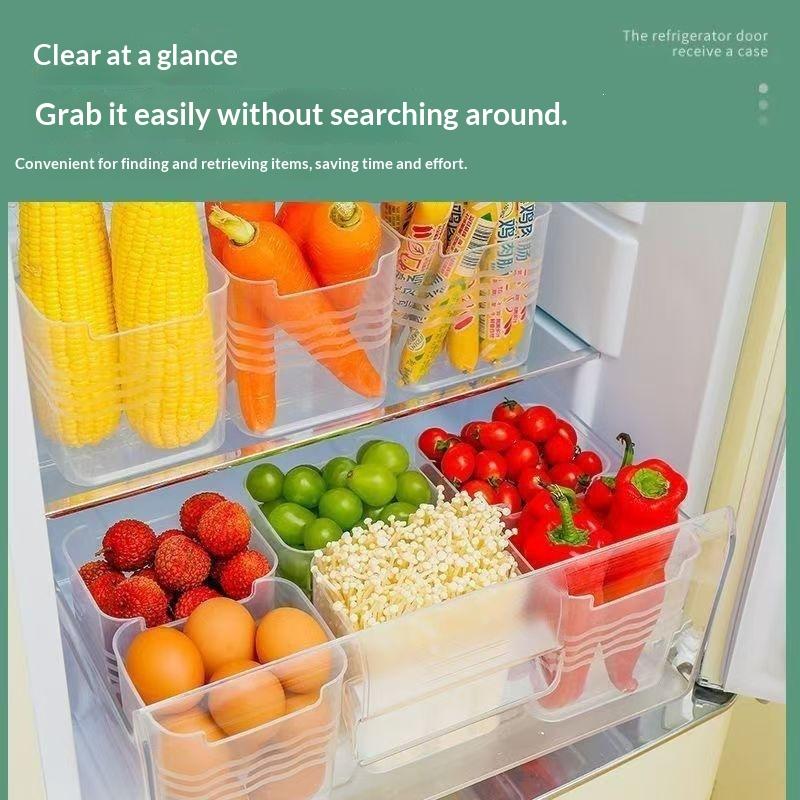 4Pcs Clear Fridge Storage Containers Stackable Reusable Food Sorting Boxes BPA Free for Kitchen Organization
