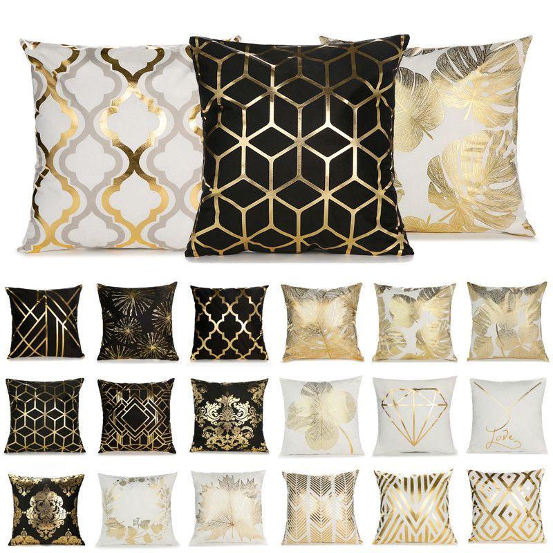Cushion Geometric Bronzing Cover Fashion Classical Home Decor Pillow Cover Case