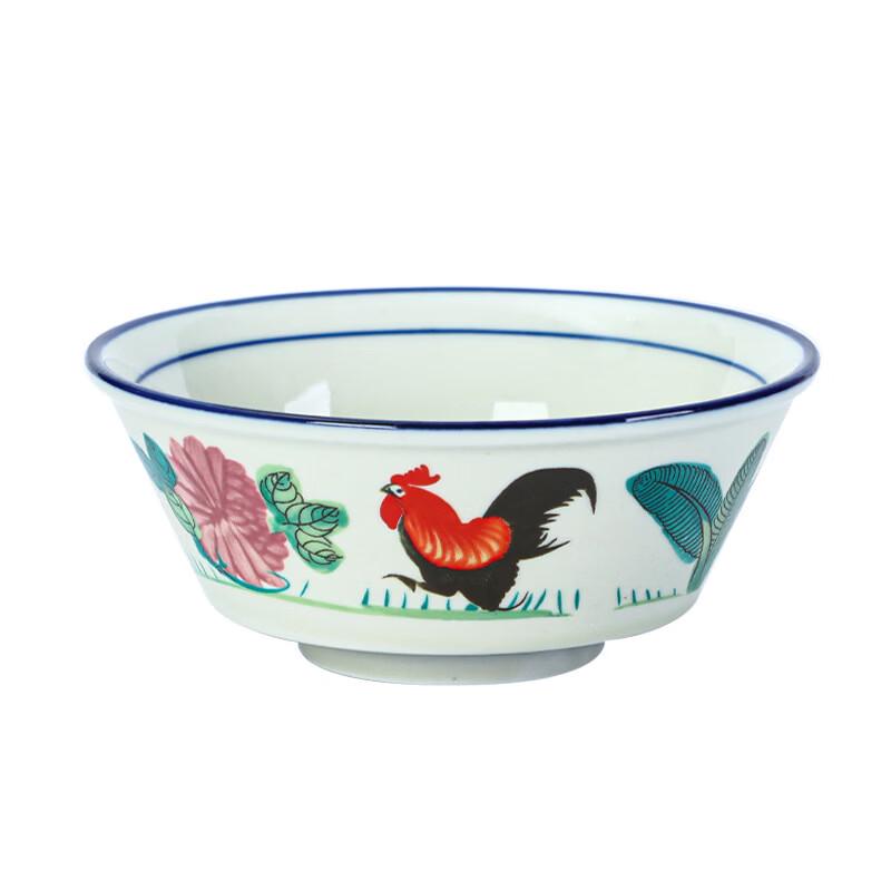 Ru Han Traditional Rooster Pattern Ceramic Bowl Set