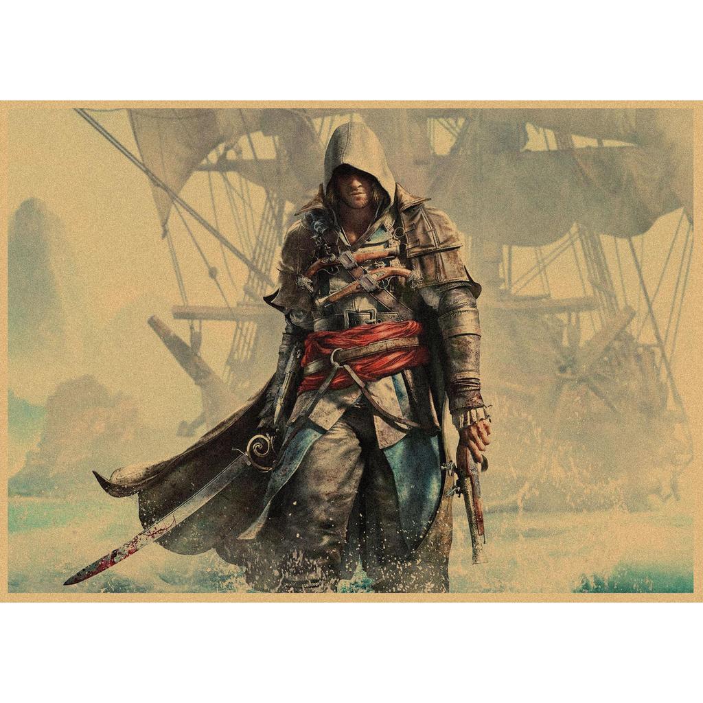 Assassin's Creed Retro Kraft Paper Wall Poster Mural 250