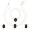 Women's High-End European & American Jewelry Set: Double-Layer Pearl Choker, Clavicle Necklace, Bracelet & Earrings