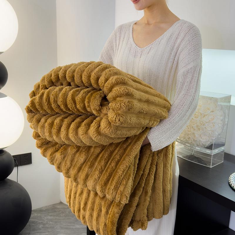 Rabbit Fur Plush Flannel Blanket - Sofa Cover & Nap Blanket for Office or Dormitory