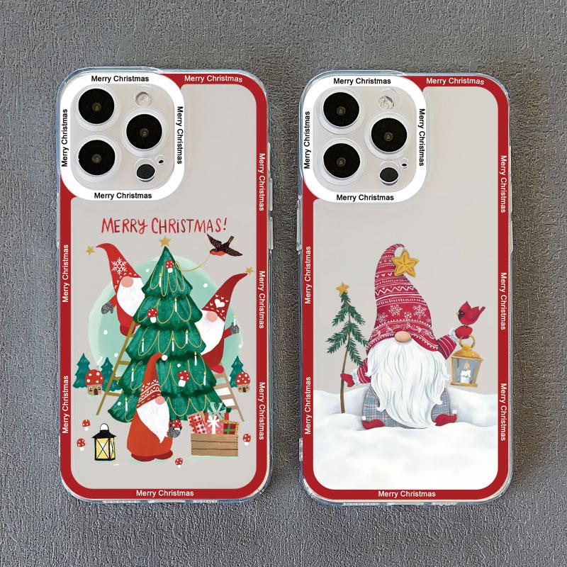 New Year Christmas Santa Claus Clear Phone Case for IPhone 15 Pro Max 14 13 12 11 Pro Max 15 14 7 8 Plus X XR XS Cute Back Cover