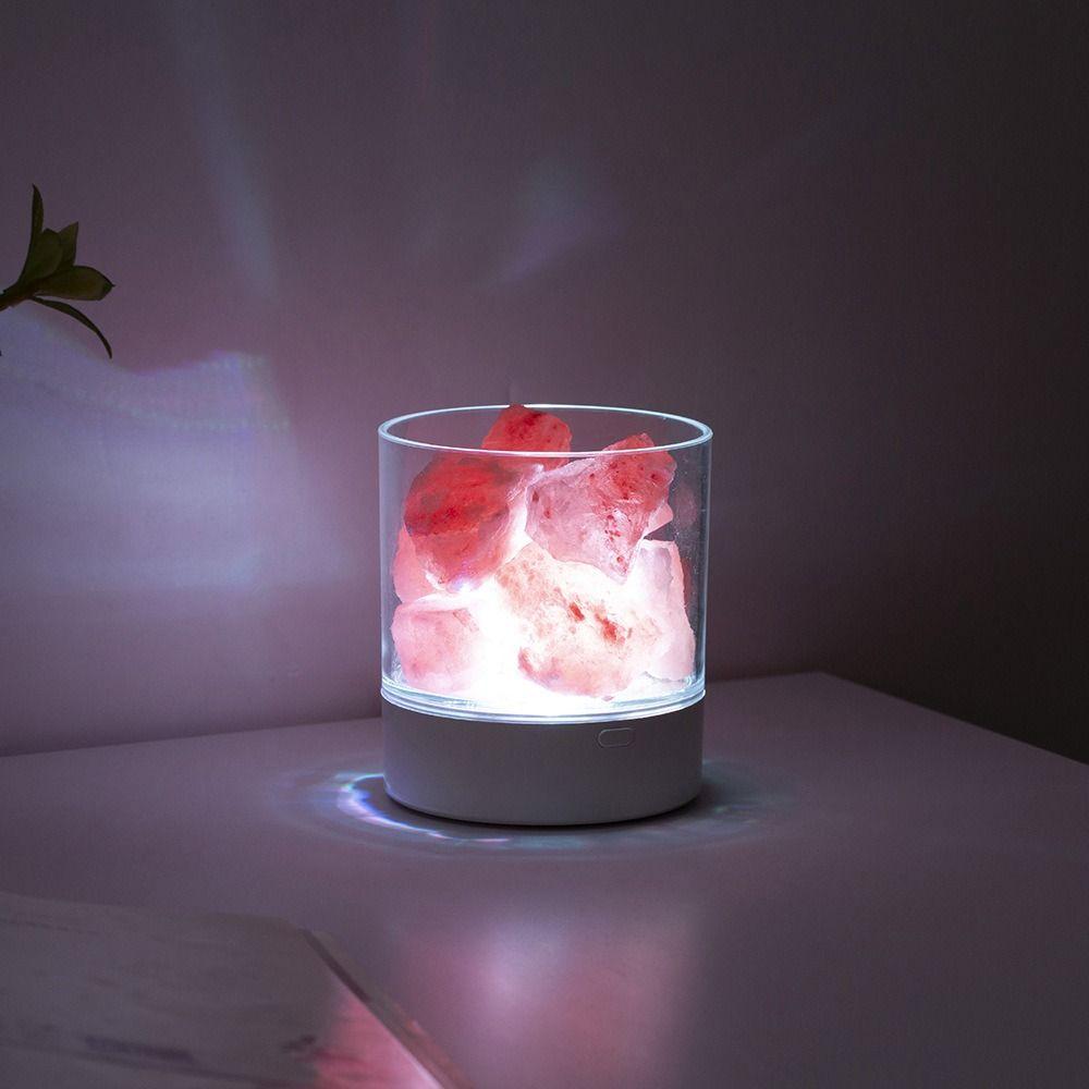 7 Color Lights Crystal Salt Lamp USB Powered LED Table Light Night Light  Home Decor