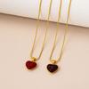 Double-Sided Heart Pendant Necklace With Enamel Finish Minimalist Chic Locket Chain Women Men