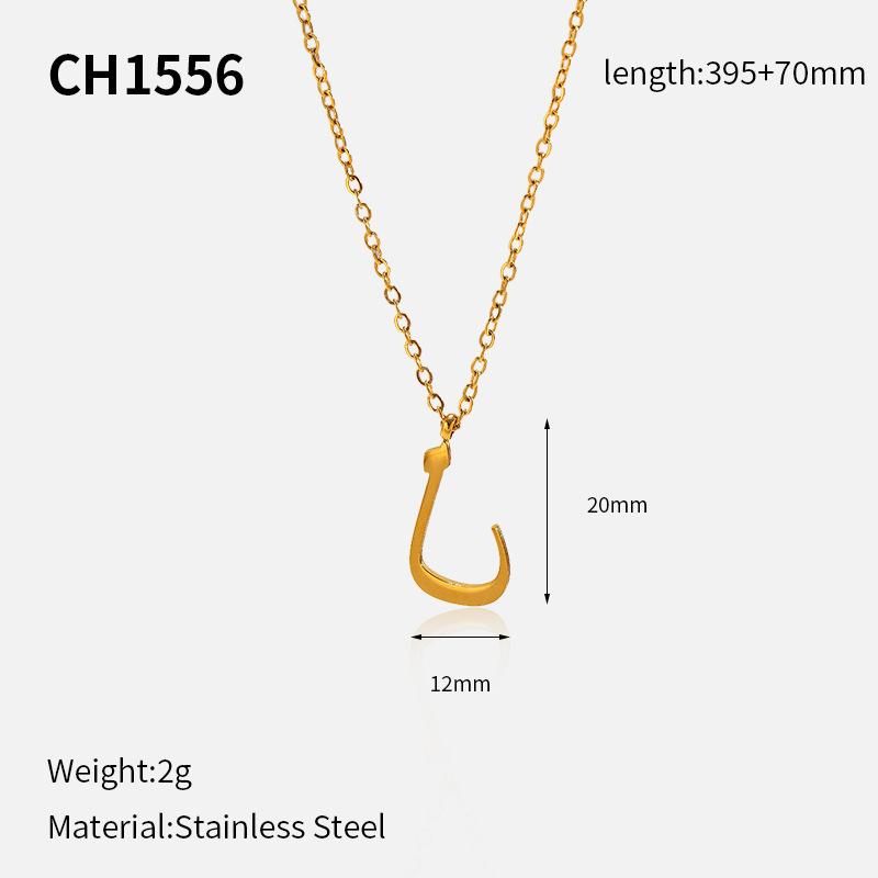 Hot Selling 18k Arabic Letter Pendant Stainless Steel Necklace Stylish Simple Titanium Steel Clavicle Chain