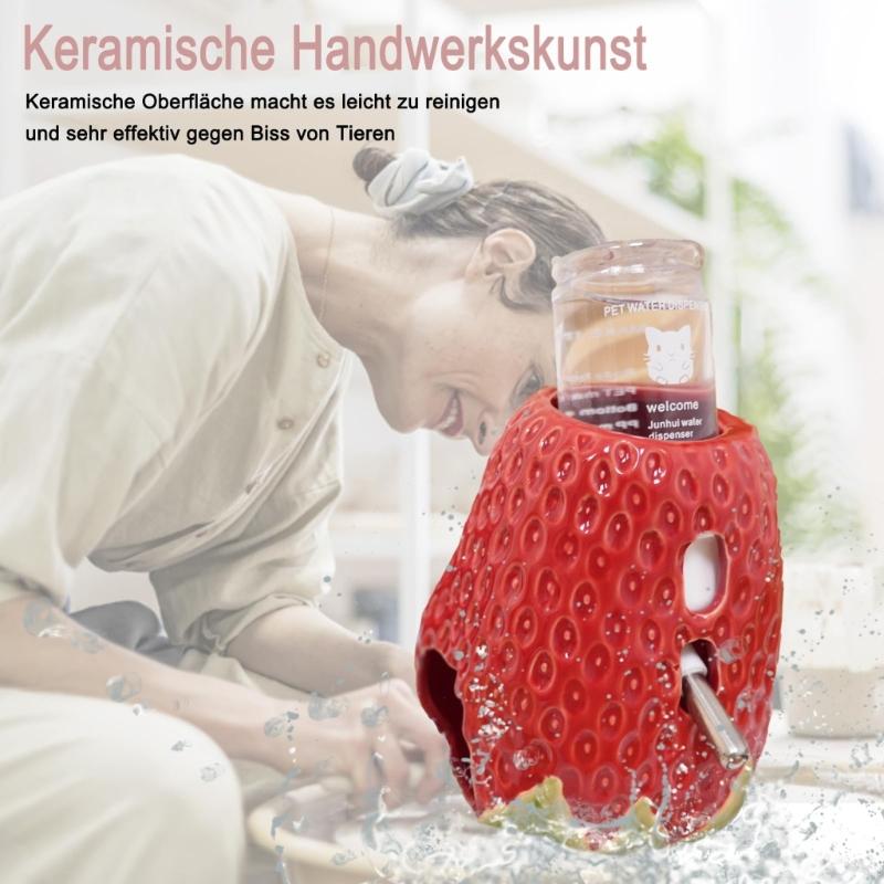 Chew Resistant Ceramic Hamster Drinking Dispenser Strawberry Shelter Cave Small Animal Water Dispenser Feeding Accessory