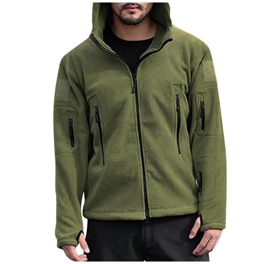 Men's Outdoor Warm Bladder Fleece Cold Proof Charge Coat Hood Jacket