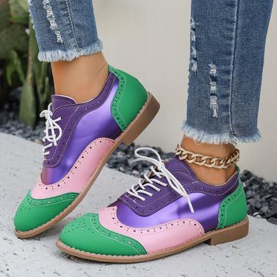 Damen Flats im Brogue-Stil in weiter Weite, Sommerliche Freizeit-Loafer, Modische atmungsaktive Schuhe für Damen