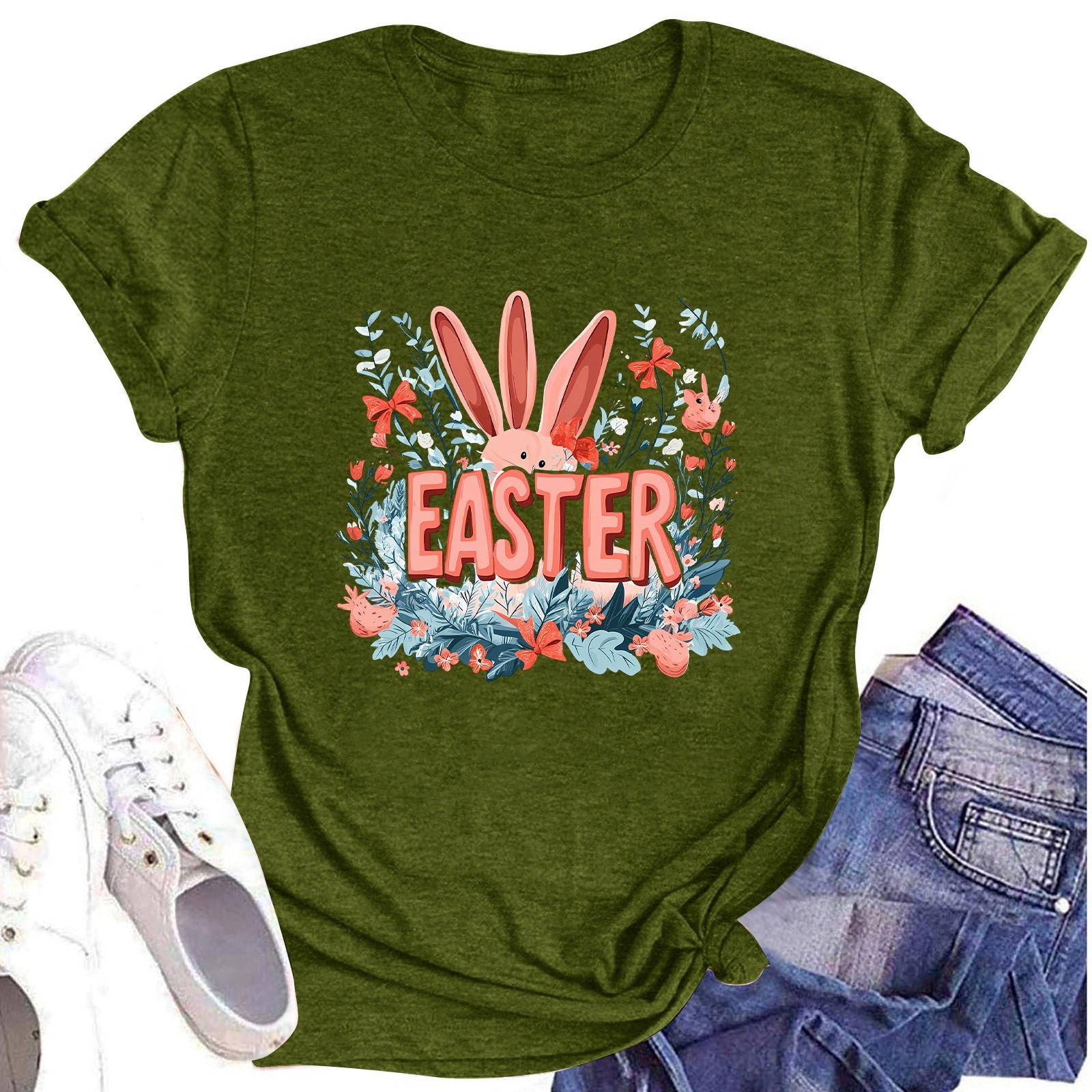 

Женский топ с круглым вырезом, повседневный принт, футболка с короткими рукавами L армия зеленый