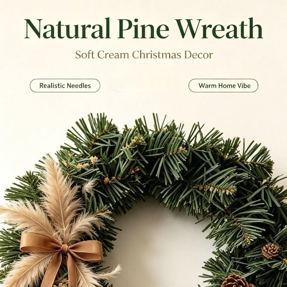 Green Artificial Green Pine Wreath Realistic Christmas Door Wreath Hotel Use