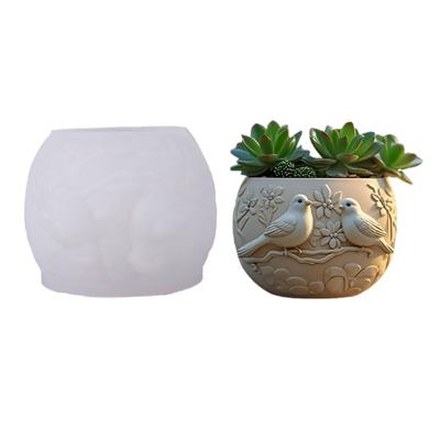 Silikon-Vogel-Pflanzgefäß-Bastelform, geeignet für Harzschmuck, Beton- und Zementbastelarbeiten sowie Heimdekorationsprojekte.