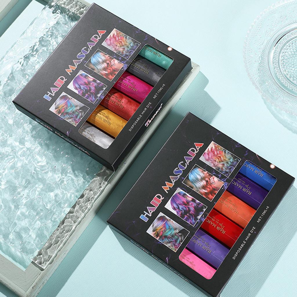 Bestauty   6Pcs x 15ml Hair Mascara Disposable Hair Dye Plant Extraction Easy Coloring Dual Porpose Colorful Mascara