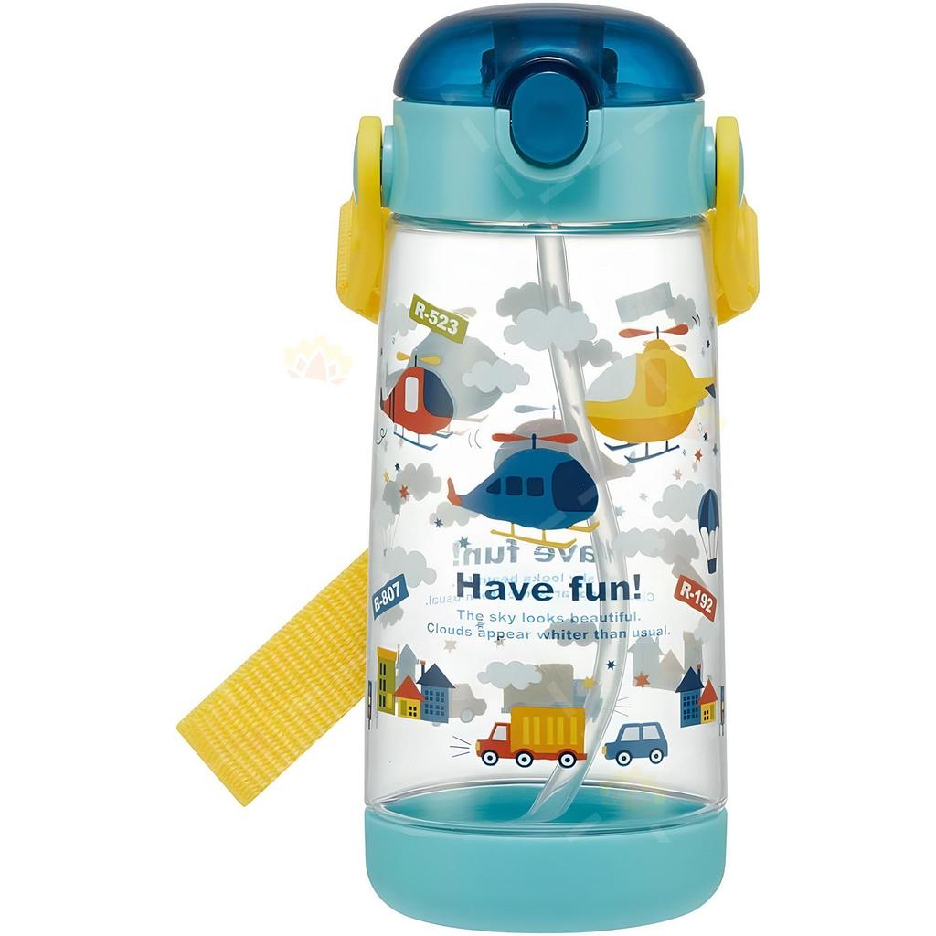 Imported Cute Cartoon Kids' Transparent Straw Water Bottle, 480ml