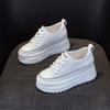 Leather little white shoes women's autumn waterproof women's shoes new thick-soled muffin shoes inner height increase casual single shoes women