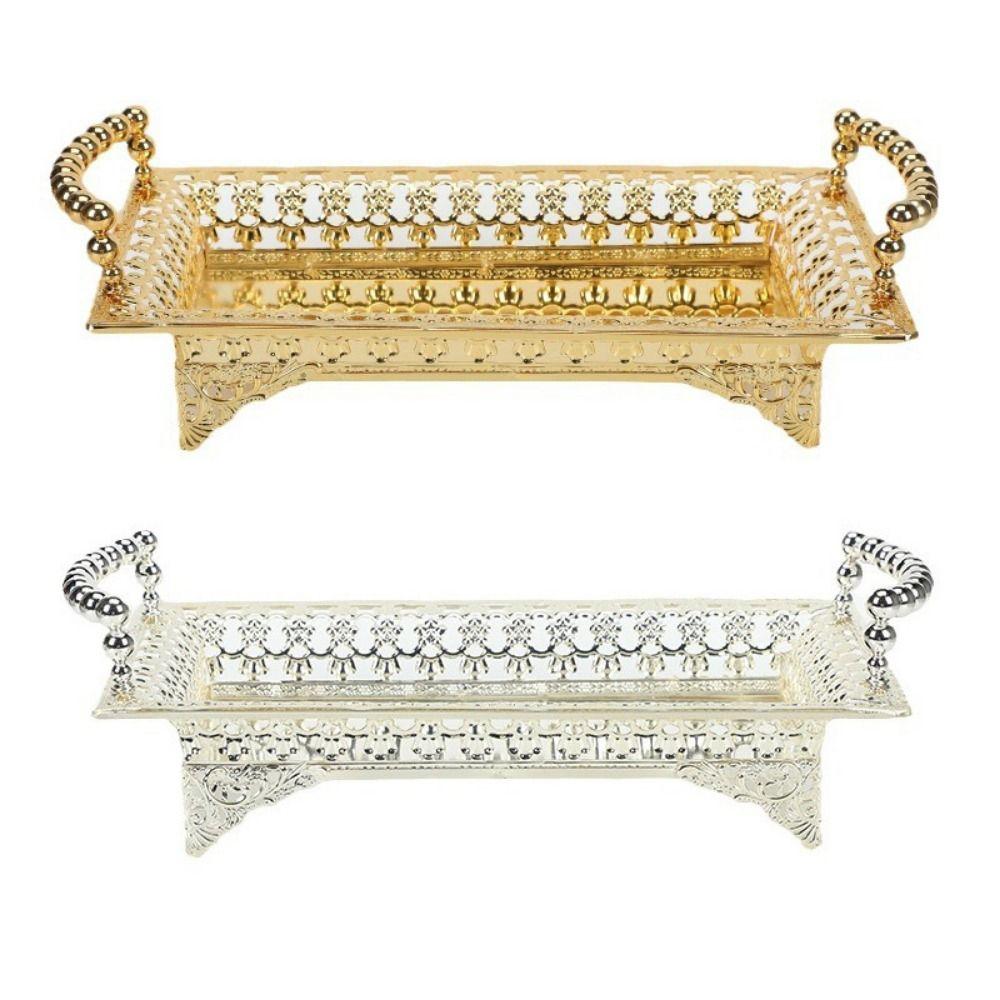 Iron Metal Fruit Tray Handmade Snack Storage Tray European Style Afternoon Tea Plate  Cake