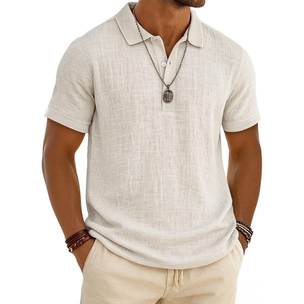 VEZFAA Damenmode, lässig, Sommer, Frühling, einfarbig, kurzärmelig, Polo-Ausschnitt, Blusen und Hemden
