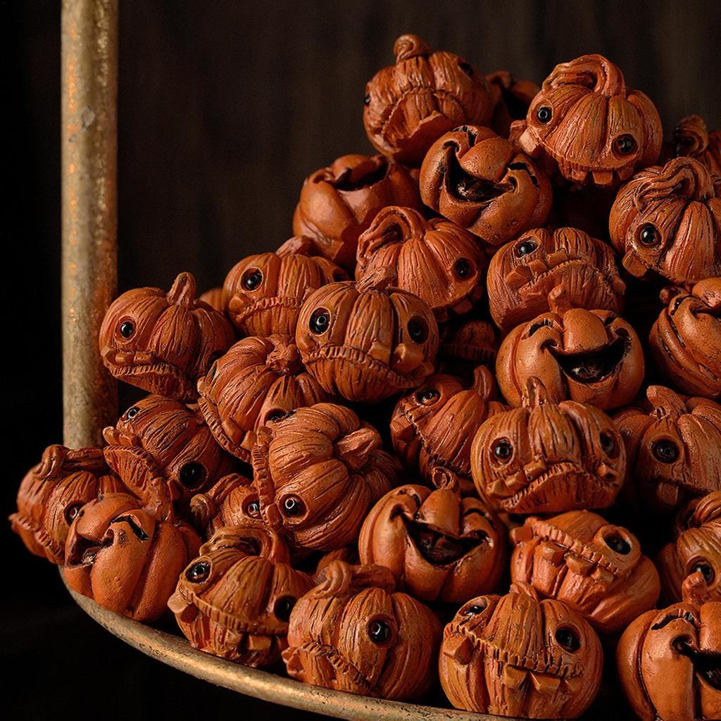 Resin Pumpkins 16 Pieces Resin Small Pumpkins For Crafts Halloween Small Miniature Sculpture For Dining Table Cake Stand Dorm