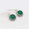Solid 925 Sterling Silver Earrings Handmade Designer Earrings Round Stone Green Onyx Earring Gift For Her