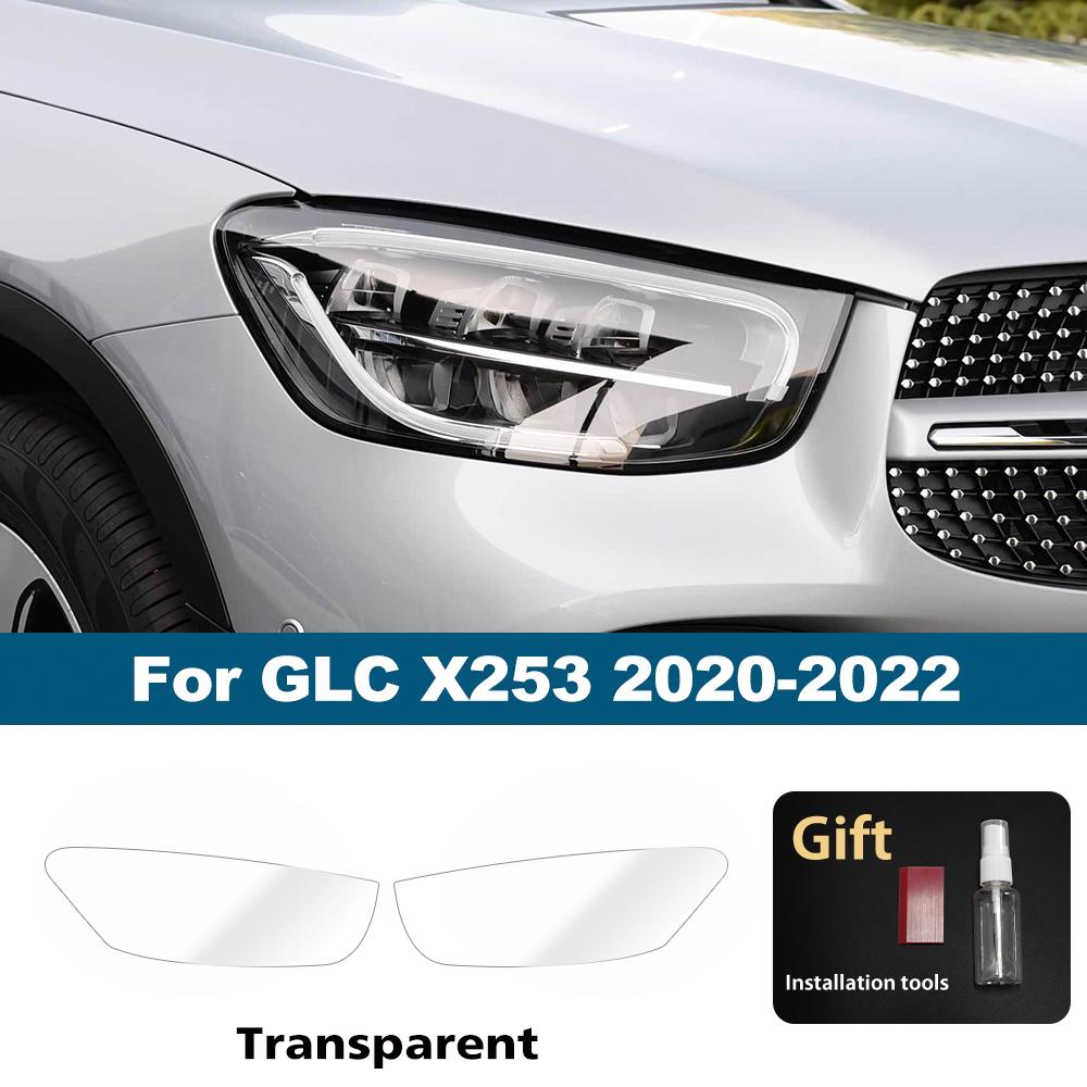 For Mercedes Benz GLA/GLB/GLC/GLK/GLE/GLS Pre-Cut TPU Headlight PPF Smoke Black High Gloss Anti-Scratch Protective Vinyl Wrap