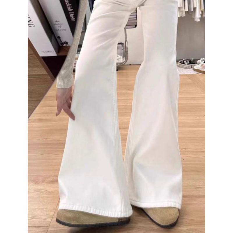 Jeans Donna Primavera/Autunno Bianchi Leggermente Svasati Vestibilità Petite, Pantaloni Larghi e Valorizzanti