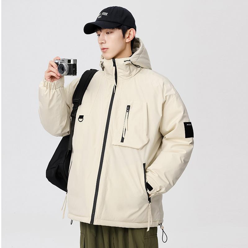 Men's new winter workwear couple down jacket men's plus velvet thickened warm hooded casual 90 down jacket